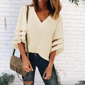 Shy Velvet | Ivory Boho Blouse | Size M